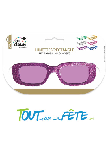 Lunettes rectangle métallisé ( vert, or, argent, rose, violet, bleu )