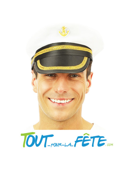 Casquette de capitaine taille adulte avec ornements dorés