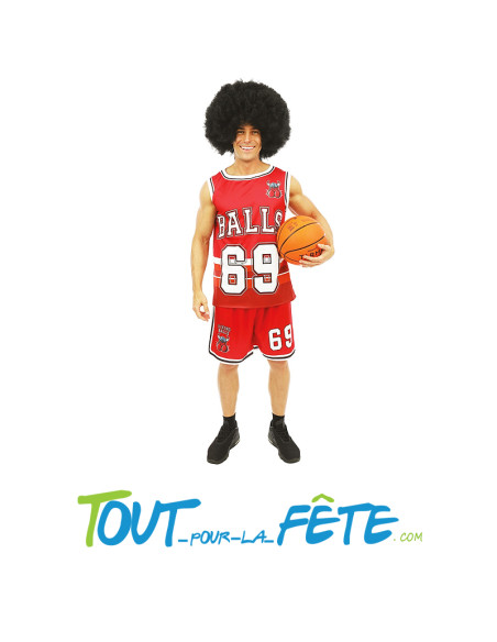 Déguisement basketeur humoristique "Viking balls 69" Taille adulte rouge