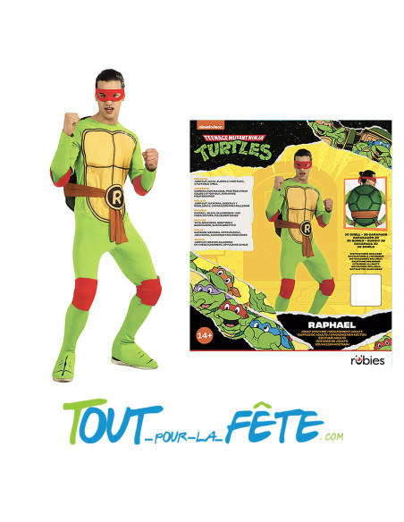 Déguisement de tortue ninja Raphael avec carapace a rembourrée taille adulte
