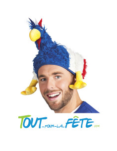 Chapeau coq France tricolore bleu, blanc, rouge taille adulte supporter