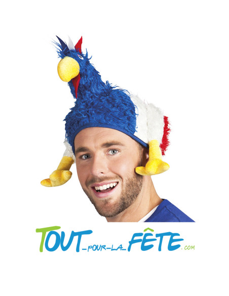 Chapeau coq France tricolore bleu, blanc, rouge taille adulte supporter