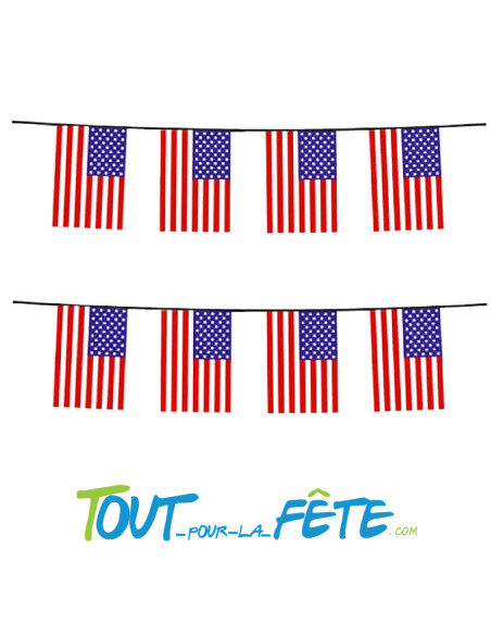 Guirlande de fanions drapeaux USA 6 mètres en polyester (20 drapeaux)