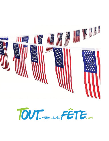 Guirlande de fanions drapeaux USA 6 mètres en polyester (20 drapeaux)