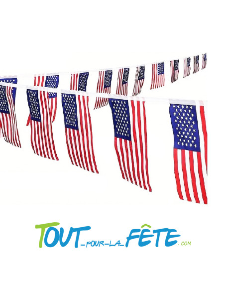 Guirlande de fanions drapeaux USA 6 mètres en polyester (20 drapeaux)