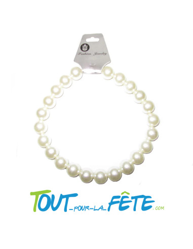 Collier de grosses perles en plastique Blanc