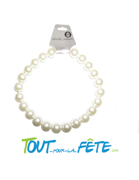 Collier de grosses perles en plastique Blanc