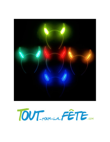 Serre-tête corne de diable lumineux fluo a craquer couleur aléatoire ( brille pendant 6h )