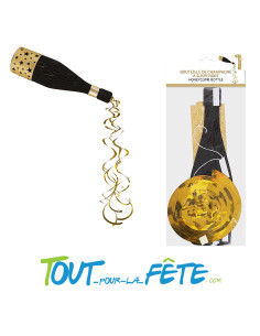 Bouteille de champagne à suspendre en carton 30 cm noir et doré – Décoration festive 2