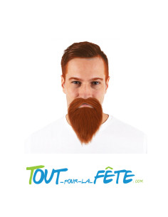 Moustache et barbe raide rousse adhésif accessoire déguisement