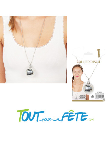 Collier disco boule à facettes ( accessoire déguisement ) taille unique