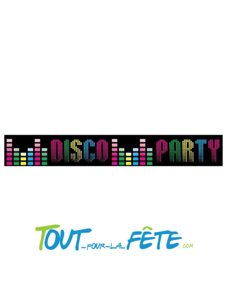 Ruban de délimitation "Disco Party" noir, multicolore thème disco, année 80