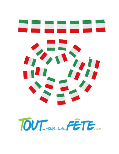 Guirlande de 20 fanions drapeaux 6 mètres Italie 100% polyester
