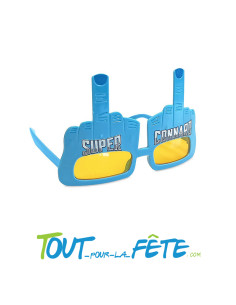 Paire de lunettes "super connard" doigts d'honneur bleu et jaune (taille unique )