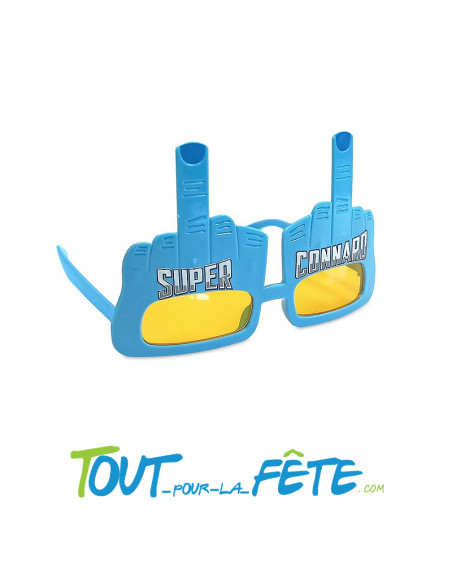 Paire de lunettes "super connard" doigts d'honneur bleu et jaune (taille unique )