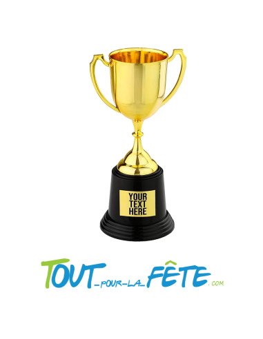 Trophée / coupe avec étiquette personnalisable couleur or 22 cm