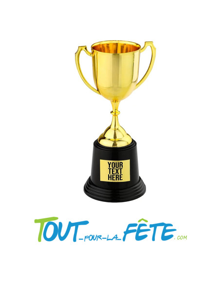 Trophée / coupe avec étiquette personnalisable couleur or 22 cm