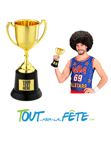 Trophée / coupe avec étiquette personnalisable couleur or 22 cm