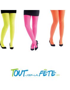 Collants fluo orange, rose, jaune taille adulte, taille unique accessoire