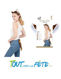 Set de tigre taille unique ( serre-tête, queue ) accessoire déguisement 2