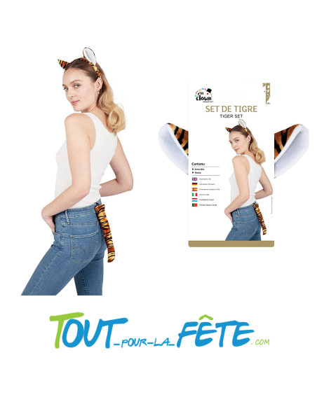Set de tigre taille unique ( serre-tête, queue ) accessoire déguisement
