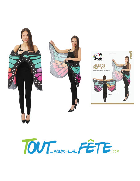 Ailes de Papillon Multicolores Adulte – Accessoire Costume 150 x 70 cm