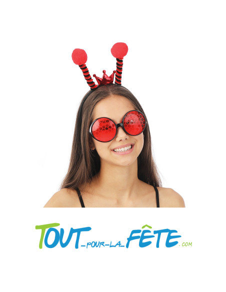 Set coccinelle Rouge et Noir – Serre-Tête et Lunettes Accessoire Déguisement