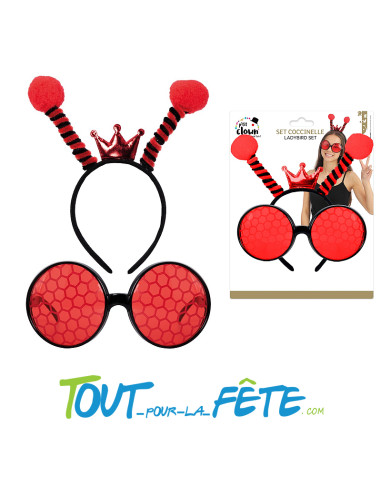 Set coccinelle Rouge et Noir – Serre-Tête et Lunettes Accessoire Déguisement