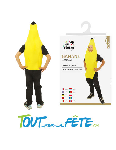 Déguisement banane enfant – Costume original taille unique (thème nourriture)