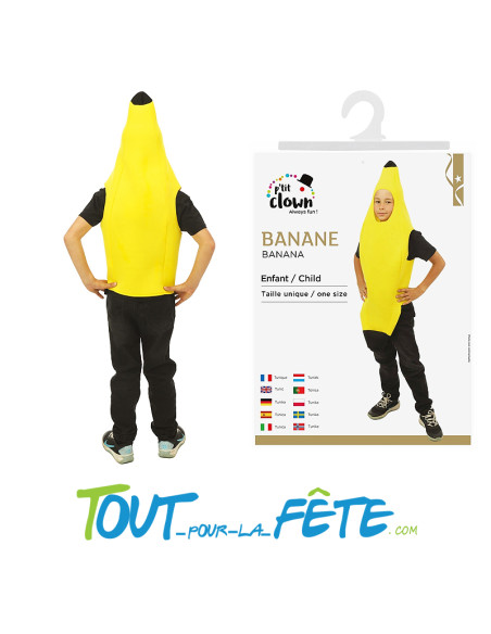 Déguisement banane enfant – Costume original taille unique (thème nourriture)