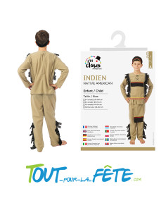 Déguisement d’Indien enfant – Costume complet (chemise, pantalon avec tablier, coiffe) 2