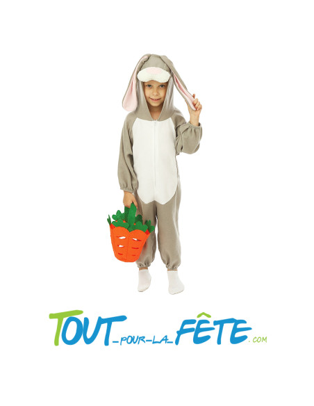 Déguisement Lapin Enfant – Combinaison à Capuche avec Panier