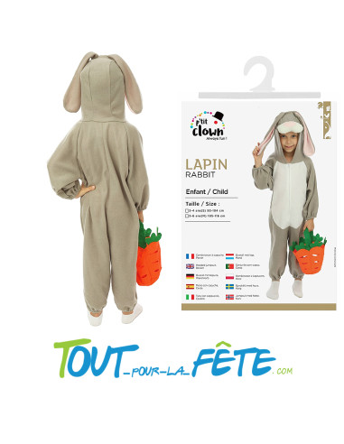 Déguisement Lapin Enfant – Combinaison à Capuche avec Panier