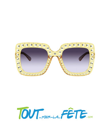 Lunettes Disco Dorées avec Strass – Verres Teintés Accessoire Festif