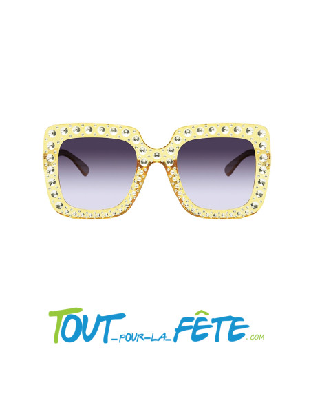 Lunettes Disco Dorées avec Strass – Verres Teintés Accessoire Festif