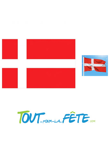 Drapeau nation pays en polyester Danemark rouge et blanc 90x150 cm