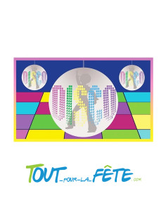 Drapeau disco en polyester 90x150 cm multicolore thème année 80 / disco