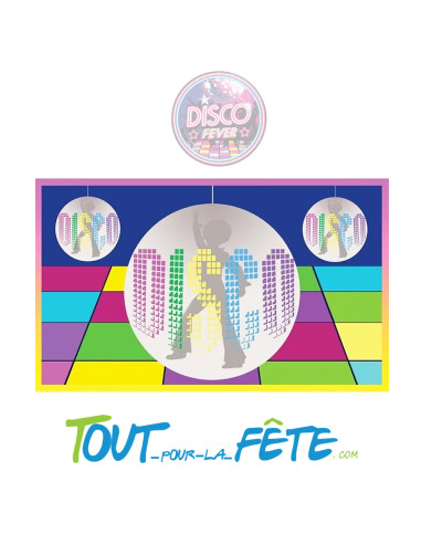 Drapeau disco en polyester 90x150 cm multicolore thème année 80 / disco