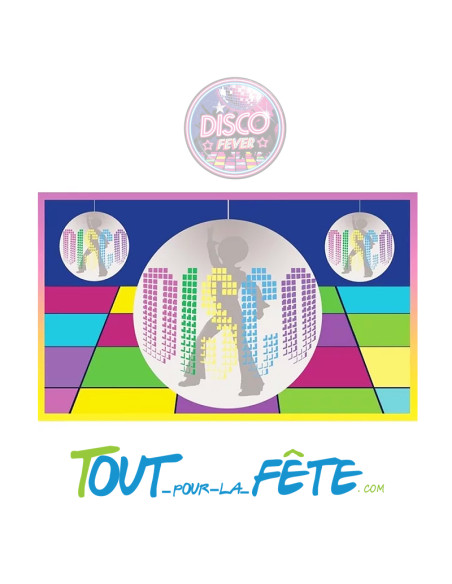Drapeau disco en polyester 90x150 cm multicolore thème année 80 / disco