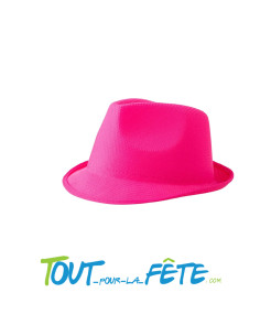 Chapeau borsalino en toile rose fluo Réagit à la lumière UV