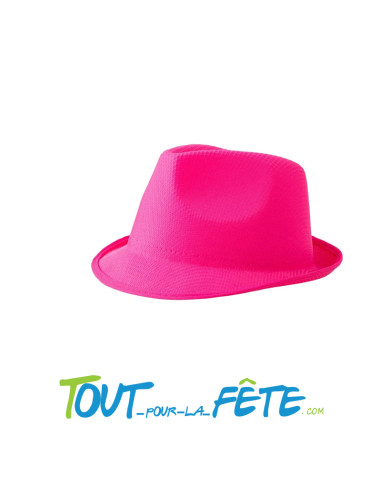 Chapeau borsalino en toile rose fluo Réagit à...