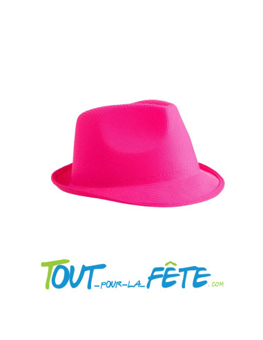 Chapeau borsalino en toile rose fluo Réagit à...