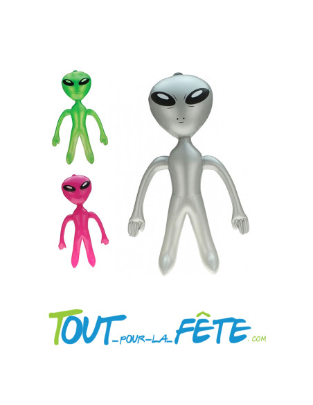 Alien gonflable 60cm ( gris - vert - rose ) 60cm créature extraterrestre