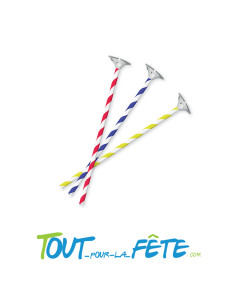 Lot de 10 tiges à ballons multicolore 40 cm en carton coupelle plastique