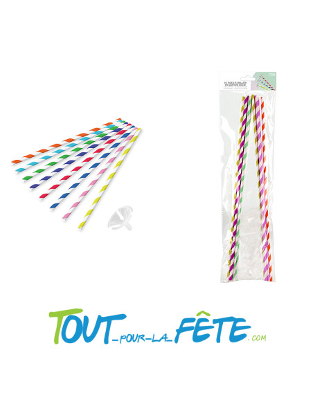 Lot de 10 tiges à ballons multicolore 40 cm en carton coupelle plastique