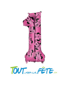 Ballon aluminium chiffre 1 rose Minnie© 66 cm air hélium