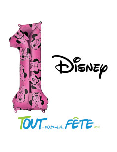 Ballon aluminium chiffre 1 rose Minnie© 66 cm air hélium 2