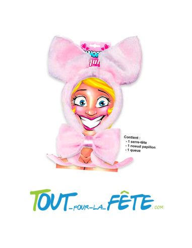 Panoplie Cochon – Serre-tête, Nœud Papillon & Queue ( accessoire déguisement )