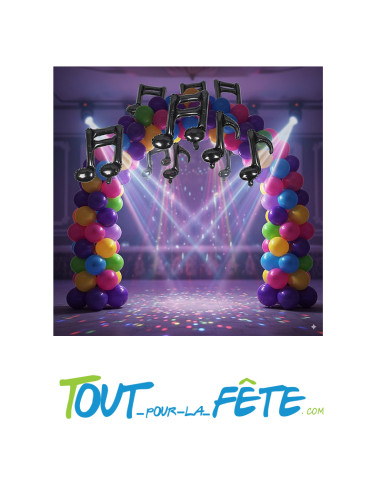 Lot de 10 ballons aluminium notes de musique taille 35cm ( 5 doubles croches - 5 croches simples )