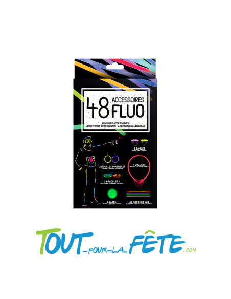 Kit Party Glow 48 Accessoires – Costume & Soirée Fluo